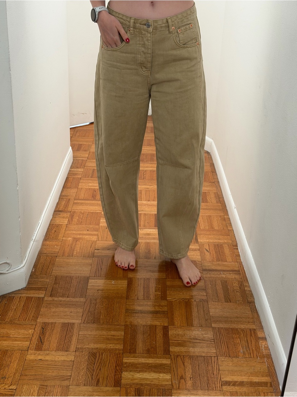 parke horseshoe jeans in camel